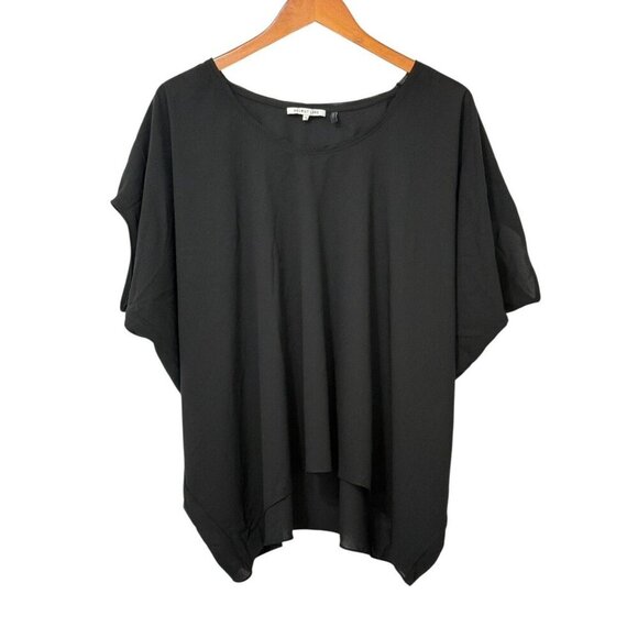 Helmut Lang Black Short Sleeve Blouse Top Boxy Drapey Modern Polyester Size S - Picture 7 of 7